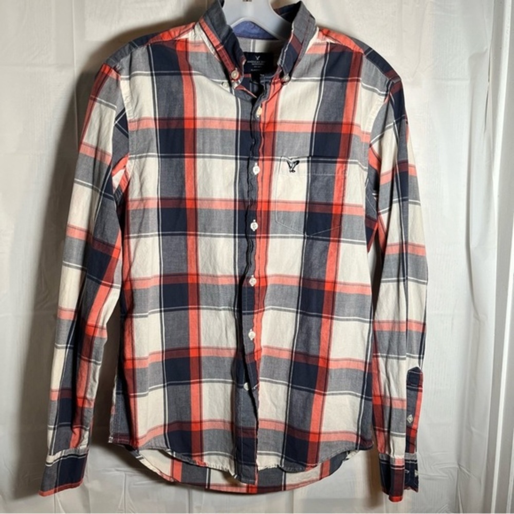 American Eagle Button Down Plaid Shirt Mens Size Small‎ Classic Fit Heritage
